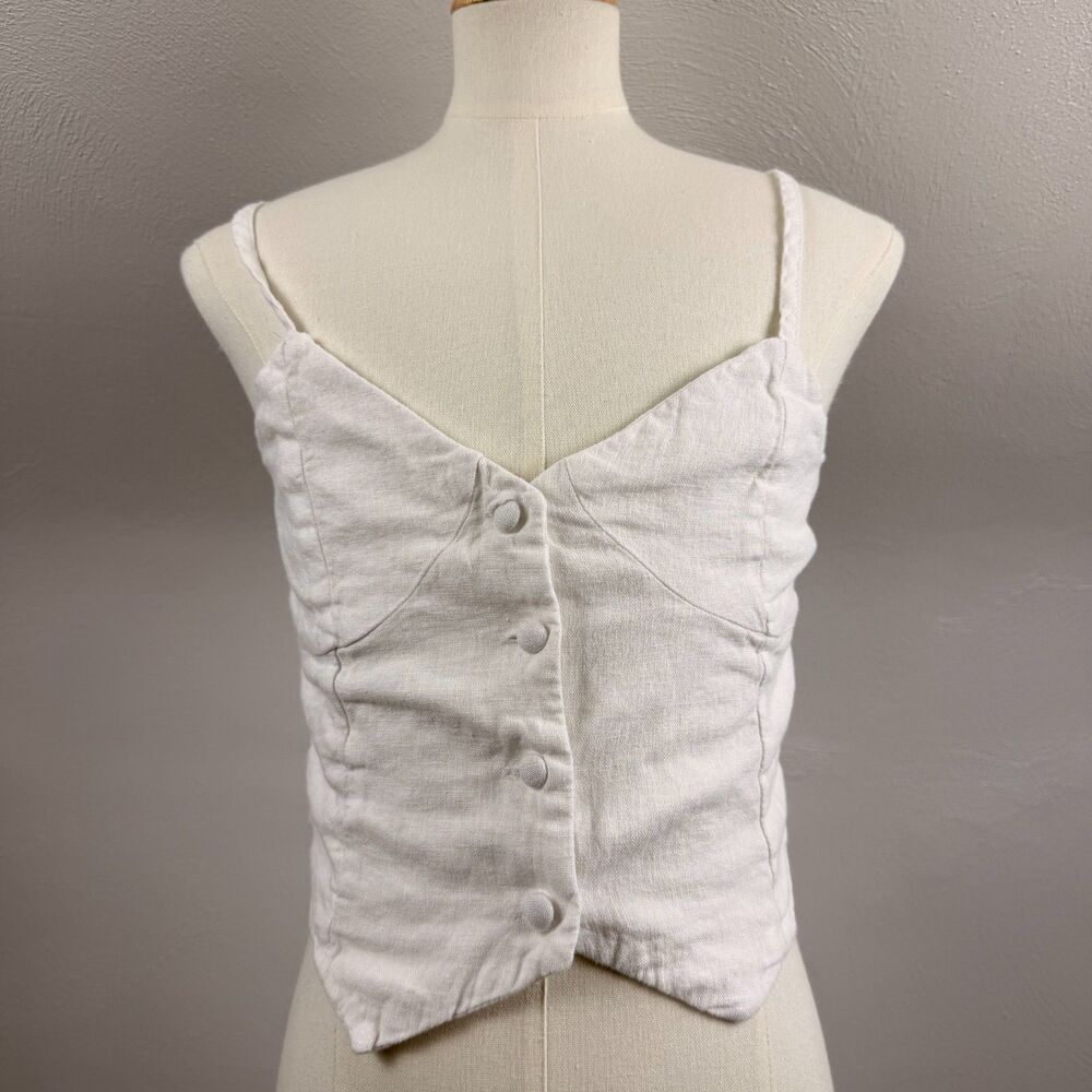Love Tree Linen Cropped Tank Top Small